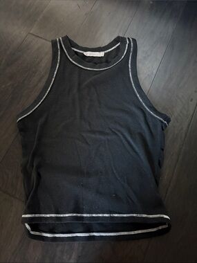 Lush Black Tank Top with White Trim